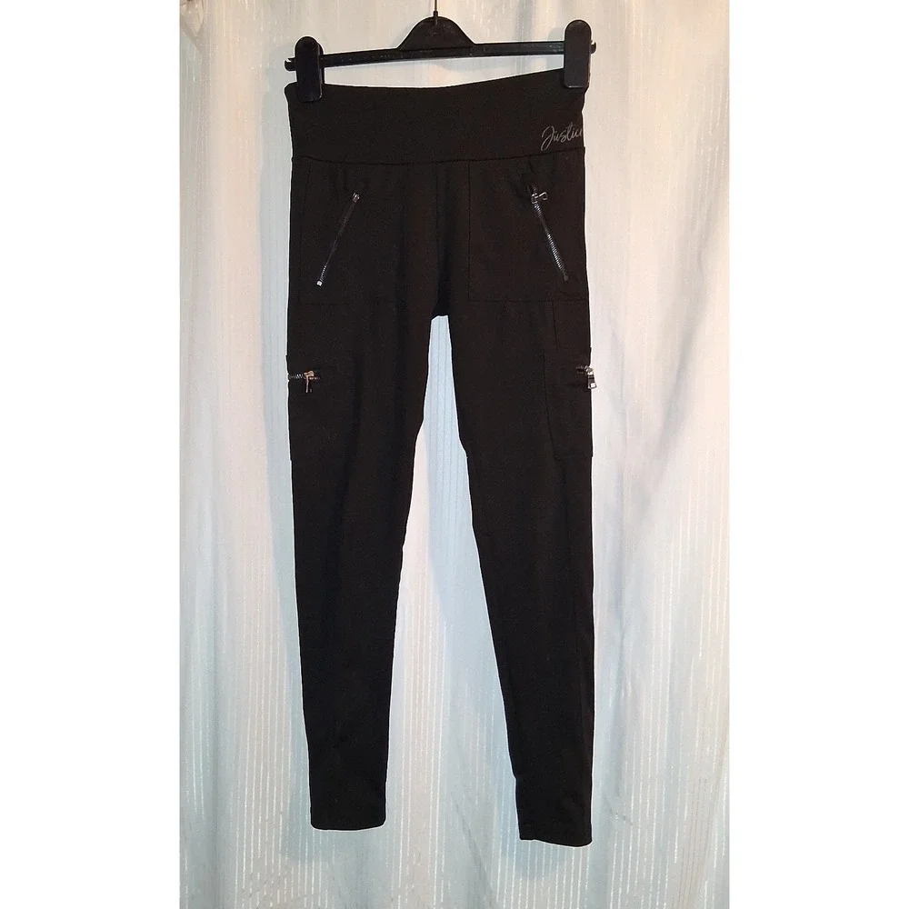 Justice Girls Black Cargo Legging‎ Pull On Elastic Waist Size 14/16
